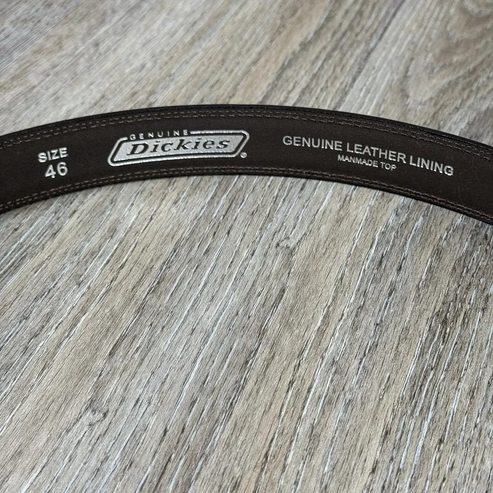 Dickies Genuine Leather Lined Belt Mens 46 Brown Silver Buckle NEW